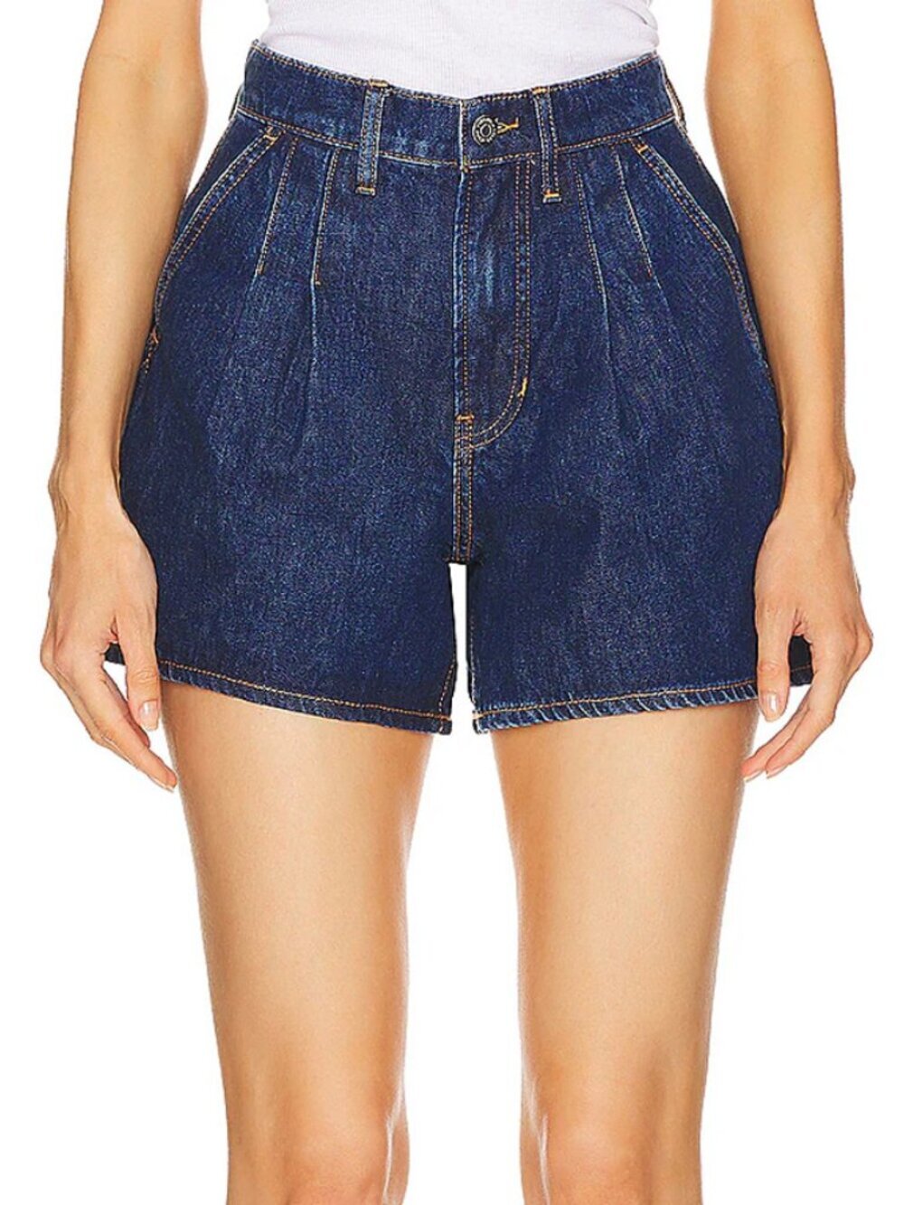 Veronica Beard Simpson Pleated High Rise Denim Shorts Size 30